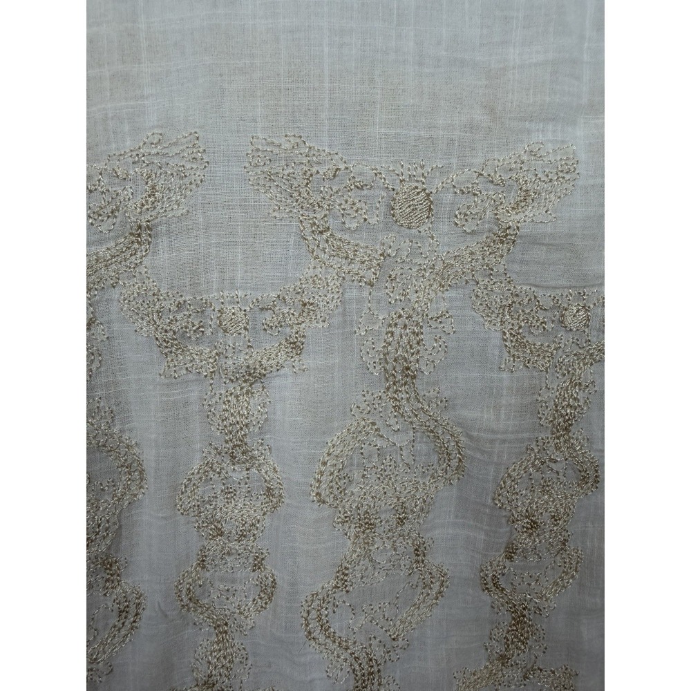 Monoreno Women's Embroidered Ivory Tunic‎ Blouse Size L Semi-Sheer Zip Romantic - Picture 6 of 16